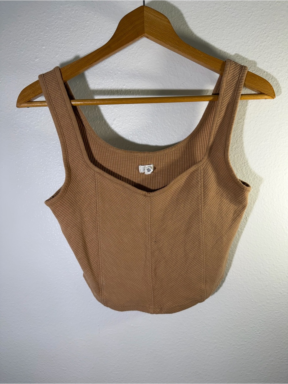 Ribbed Aerie Tank Top in Tan